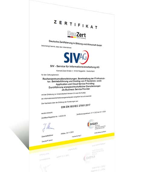 Zertifikat ISO/IEC 27001:2017 Deutsch