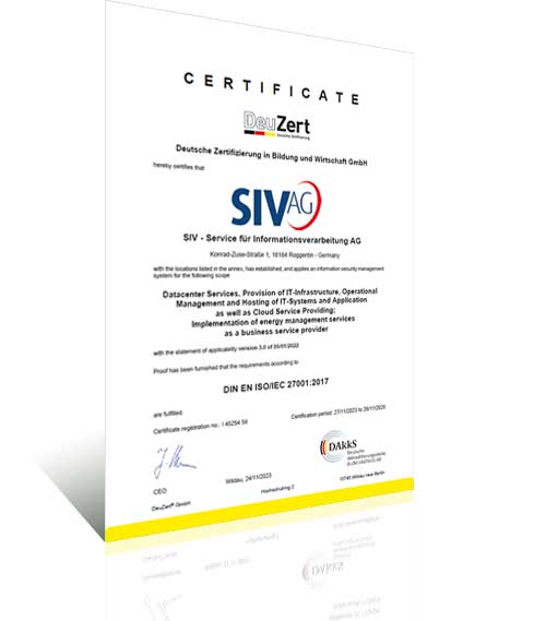 Zertifikat ISO/IEC 27001:2017 Englisch